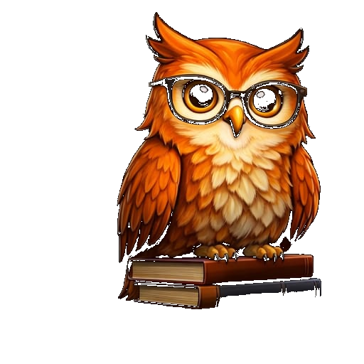 Mascota BibliOWLteca sobre libros