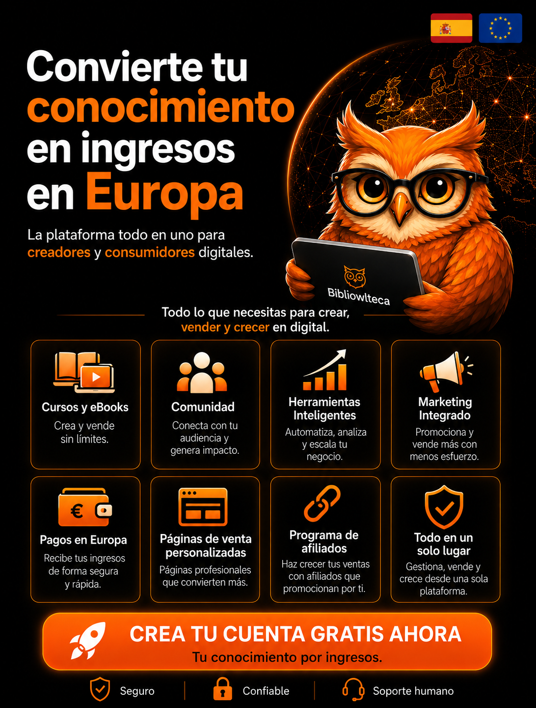 Mascota BibliOWLteca creando contenido digital